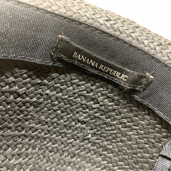 Banana Republic Gray Raffia Straw Wide Brim Fedora Hat Adjustable Coastal OSFM main image 7